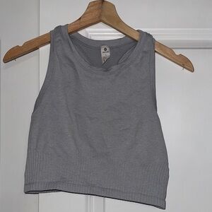 90 Degree By Reflex Gray/Blue Sleeveless Crop Top Workout Top